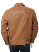 Blouson marron clair de haute qualité pour homme en cuir tanné, entièrement personnalisé, 100% peau de mouton véritable, col montant, fermeture éclair imperméable