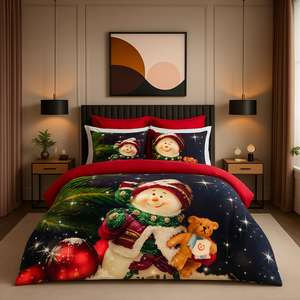 Parure de lit double moderne à imprimé numérique festif de Noël 200x220cm en coton Ranforce pour usage domestique - Product Image 3