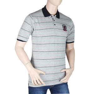 T-shirt à manches courtes Chase Value pour homme - Taille L - 50 % polyester 50 % fil teint gris - Product Image 1