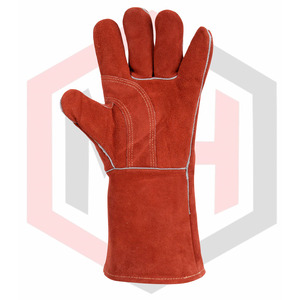 ถุงมือเชื่อมหนังกันไฟป้องกันไฟฟ้าสถิตย์ขนาด11ออนซ์14นิ้วไม่มีผงซิลิโคนป้องกันการฉีกขาดโลโก้ออกแบบได้ตามต้องการ - Product Image 5