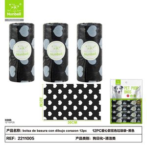 Sacchetti per Rifiuti con Motivo a Cuore per lo Smaltimento dei Rifiuti Canini, Soluzione per la Rimozione dei Rifiuti degli Animali Domestici - Product Image 1