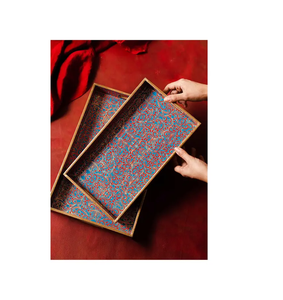 Bandejas cuadradas de madera con estampado elegante, diseño personalizado, para servir alimentos, bandejas decorativas de madera, bandejas de regalo y exhibición de alta calidad - Product Image 6