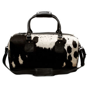High Quality Large Cowhide Duffel Bag with New Cow Hair Pattern Fashionable Outdoor Shoulder Travel Bag for Men Zipper Closure - Product Image 4
