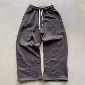 Custom Men's Heavyweight Embroidered Fleece Sweatpants Vintage Acid Wash <b>Straight</b> <b>Leg</b> Trousers Casual New Stacked Sweatpants - Product Image 3