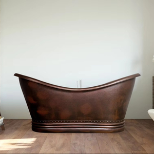 Bañera de cobre de lujo moderna hecha a mano con diseño de pie de garra con acabado de latón de inspiración vintage Baños de cobre modernos de lujo - Product Image 1