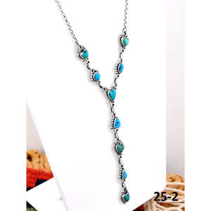 Collier Lariat artisanal du Sud-Ouest, émeraude de la Vallée, avec turquoise eau blanche et cœur en argent sterling, idéal pour un cadeau - Product Image 3
