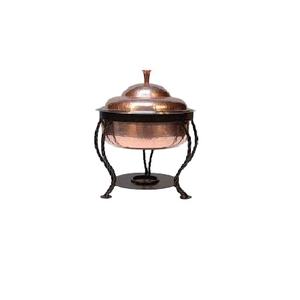 Simple Design Copper Chafing Dish Round Shape <b>Buffet</b> <b>Food</b> <b>Warmer</b> Copper Serving Dish With Brass Stand - Product Image 1