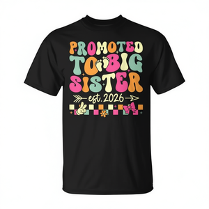 T-shirt pour filles Groovy 2026 : Promue en grande sœur, excitée pour leur nouvelle rôle prochainement ! - Product Image 2