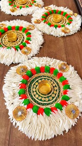Floral Handmade Eco-friendly Modern Round 8 Inch Rangoli Set Festive Home House Warming Wedding Gift Mats Tea <b>Party</b> Diwali - Product Image 2