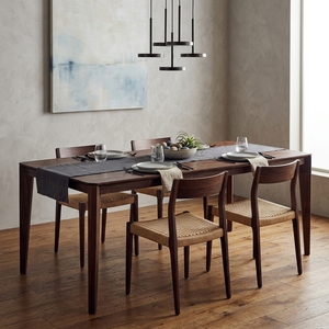 Solid Teak Wood <b>Dining</b> Table Natural <b>Brown</b> Antique Finish Rectangular Wooden Table Woven Rope <b>Chairs</b> Setup Art Design Decor - Product Image 3