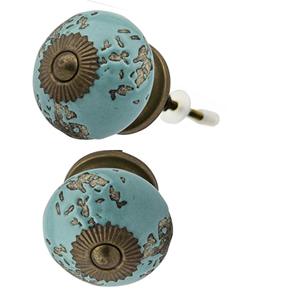 Etched Distressed Teal Ceramic Knobs Modern <b>Cabinet</b> Drawer <b>Door</b> <b>Handle</b> & Pull for Wardrobe <b>Kitchen</b> Bedroom Bathroom - Product Image 2