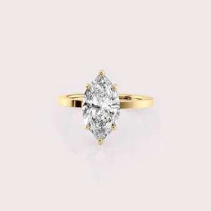 Bague de fiançailles solitaire en diamant de laboratoire taille marquise en or jaune/blanc/rose 14 carats - Product Image 5