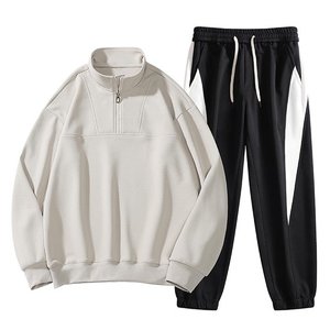 Survêtements pour hommes 2 pièces ensembles de tenues à manches longues quart de fermeture éclair pull survêtement et joggeurs pantalons de survêtement jogging actif - Product Image 1
