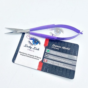 Ciseaux micro-chirurgicaux pour sourcils de haute qualité avec logo personnalisé, pinces en acier inoxydable violettes inclinées, ciseaux à ressort pour cils - Product Image 4