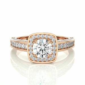 Round Cut Prong <b>Set</b> Double Halo Diamond Engagement <b>Ring</b> <b>For</b> <b>Women</b> - Product Image 5