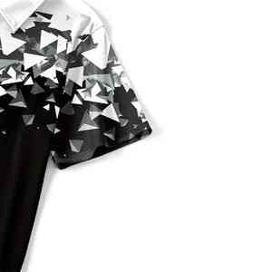 Polo décontracté d'été à séchage rapide pour hommes Chemise de sport de golf dégradée imprimée en 3D avec motif solide T-shirt à manches courtes - Product Image 4