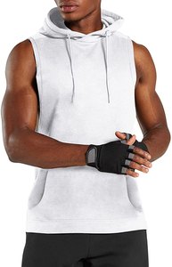 Débardeur de tennis de haute qualité personnalisé pour hommes vente en gros de capuche de style uni de couleur unie haute coton course à pied entraînement musculaire de gymnastique - Product Image 4