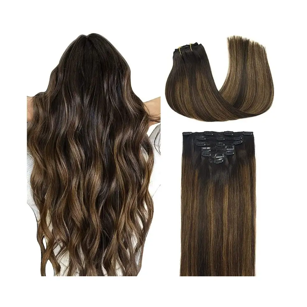 Schnelle Lieferung Dickes Ende Remy Real Full Head Double Wefted Extensions Clip In Haar verlängerungen 100% Echthaar verlängerung