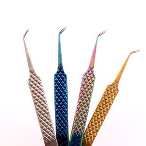 Ensemble de pinces à cils en titane or rose, pinces à cils professionnelles, pinces courbées, droites, volume, isolation, pinces à cils OEM, étiquette privée - Product Image 5