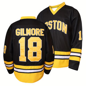 Camiseta de Hockey sobre Hielo Retro para Hombre, Número 18 y Letra, Impresión 3D, Holgada, con Bloques de Color, Cuello en V, Manga Larga, para Entrenamiento, Juego, Fiesta - Product Image 1