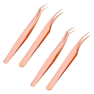 Pinzas de pestañas personalizadas de etiqueta privada puntas de fibra empuñaduras de diamante pinzas de pestañas de punta de fibra de volumen recto para damas - Product Image 1