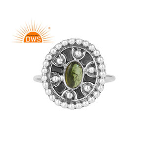 Meilleure vente Bague de déclaration en argent sterling oxydé Tourmaline verte naturelle Bague de déclaration Fabricant de bijoux personnalisés - Product Image 1