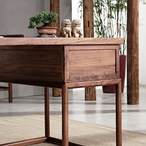 Warm Brown <b>Solid</b> <b>Wood</b> Rectangle Writing <b>Desk</b> with Smooth Worktop Drawer Storage 1-Year Warranty - Product Image 2