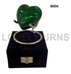 Brass Heart Forever Cremation Keepsake <b>Urns</b> <b>for</b> Human <b>Ashes</b> Beautiful Small Green Premium Case Handcrafted - Product Image 1