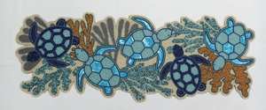 Blue Turtle Jacquard Beaded <b>Table</b> <b>Runner</b> Coastal Decor for <b>Dining</b> Centerpiece or Beach Theme Tabletop - Product Image 3