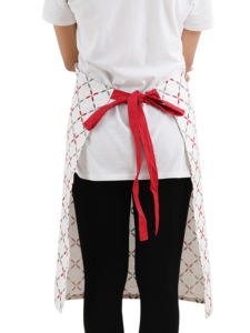 Delantal de cocina sin mangas con cintura de algodón natural rojo de alta calidad con correas ajustables y bolsillo frontal para uso doméstico y hotelero - Product Image 6