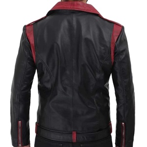 Chaqueta de motorista de cuero real transpirable con cremallera para hombre con forro negro acolchado y bolsillos interiores exteriores OEM al por mayor 2024 - Product Image 4