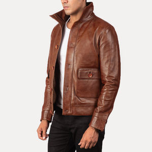Chaqueta de Cuero PU Personalizada de Alta Calidad para Invierno, Estilo Casual, con Cuello Alto y Cierre, con Servicio OEM, Acabado para Hombre - Product Image 6