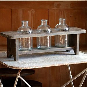 Support à fleurs en bois avec 3 vases à bouteilles - Product Image 2