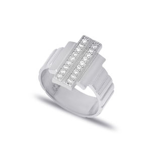 Dainty Hexagone Design Géométrique CZ Pierre 925 Bijoux En Argent Sterling Bague Réglable À La Main Fine Jewellery - Product Image 5