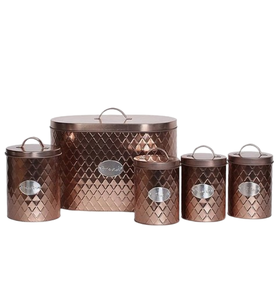 Ensemble de trois boîtes de rangement pour la vaisselle Nouvelle arrivée Comptoirs de cuisine Récipients décoratifs en métal Ensemble de boîtes de cuisine - Product Image 2