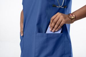 Uniforme de enfermera con cuello en V Unisex, uniforme médico Anno, uniforme médico cian OEM Spandex HEN Time Lead Fabric Doctor Support - Product Image 5