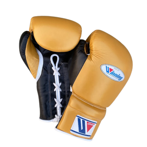 Winning Boxing Gloves Set Genuine Leather Lace-Up Black Gold Moisture Wicking Multi Padding Full Finger Lightweight Breathable - Product Image 4