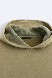 Sweat à capuche de haute qualité en coton 100% délavé à l'acide, coupe ample, double fermeture éclair, hiver, tissu français pour homme - Product Image 5