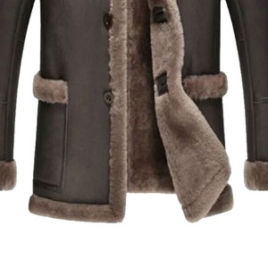 เสื้อโค้ทหนังแกะขนเฟอร์สำหรับผู้ชายเสื้อโค้ทหนังแกะขนเฟอร์สีน้ำตาลคุณภาพสูงแบบพรีเมี่ยม - Product Image 4