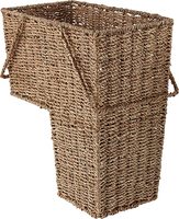 Panier de rangement en corde tressée en jonc de mer, avec poignées, Design tressé, panier d'escalier tissé, grand panier d'accent