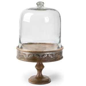 Luxury Event Party Dessert Snack Table Display Elegant Triangular Rustic Acacia Wood <b>Cake</b> <b>Stand</b> <b>With</b> <b>Dome</b> Cover Lid - Product Image 2