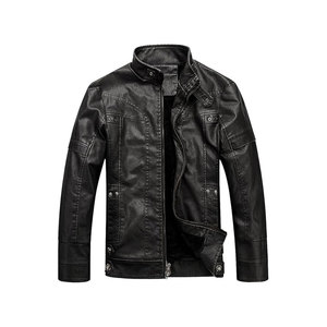 <b>Men's</b> Casual Vintage <b>Leather</b> Jacket for <b>men</b> With Lapel Warm Coats - Product Image 1