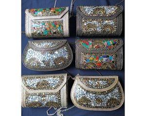 Sacs en résine et pochette en résine Kundan, sac à main de créateur, sac à bandoulière pour femme, sac à main en résine marbrée verte, pochette en nacre - Product Image 1