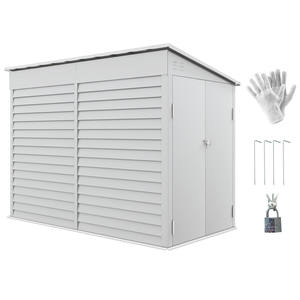 Abri de jardin Outsunny 4,6' x 9' en acier, abri à outils autoportant avec toit métallique, rangement extérieur durable pour outils en métal - Product Image 6