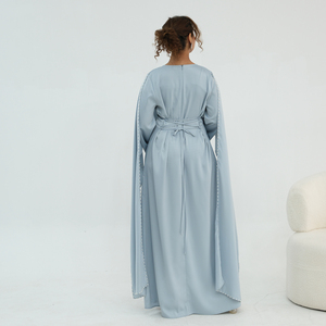 Robe Abaya Loriya 2026 ornée de perles, robe kaftan de luxe à manches cape, robe maxi en satin élégante et modeste, robe musulmane <span class=keywords><strong>pour</strong></span> femmes - Product Image 6