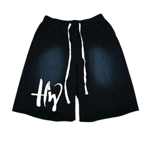 Pantalones Cortos de Hombre de Alta Calidad, Estilo Americano, Desgastados por el Sol, 100% Algodón, Vintage, con Estampado Personalizado, Lavado Ácido, Dobladillo con Pedrería, Color Sólido - Product Image 2