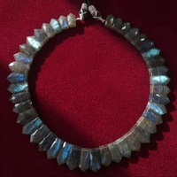 Collier de perles en pierre de labradorite naturelle foncée, facettées, en forme de poire, pour cadeau, fête, fil de bijoux, pendentif en labradorite