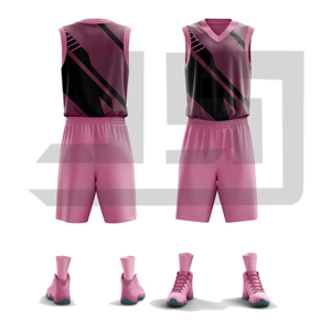 <b>Elite</b> Basketball Training Kit Sublimation Printed Sleeveless Jersey Athletic Shorts Set for Unisex Adults 100% Polyester - Product Image 5
