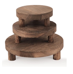 3pcs hiển thị bằng gỗ Riser cho hiển thị, Vòng hiển thị đứng, gỗ Riser bệ đứng cho trang trí nội thất và tổ chức mộc mạc Nâu - Product Image 1