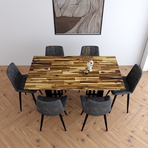 โต๊ะรับประทานอาหารทรงสี่เหลี่ยม Anzio ขนาด 140/160x80 ซม. ท็อปไม้กระถินเทศ ขาเหล็ก ประกอบสำเร็จและขยายได้ สำหรับใช้ในบ้าน/สำนักงาน-BA68049 - Product Image 4
